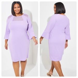 - - NWT ASHLEY STEWART Mesh Paneled Crepe Sheath Dress